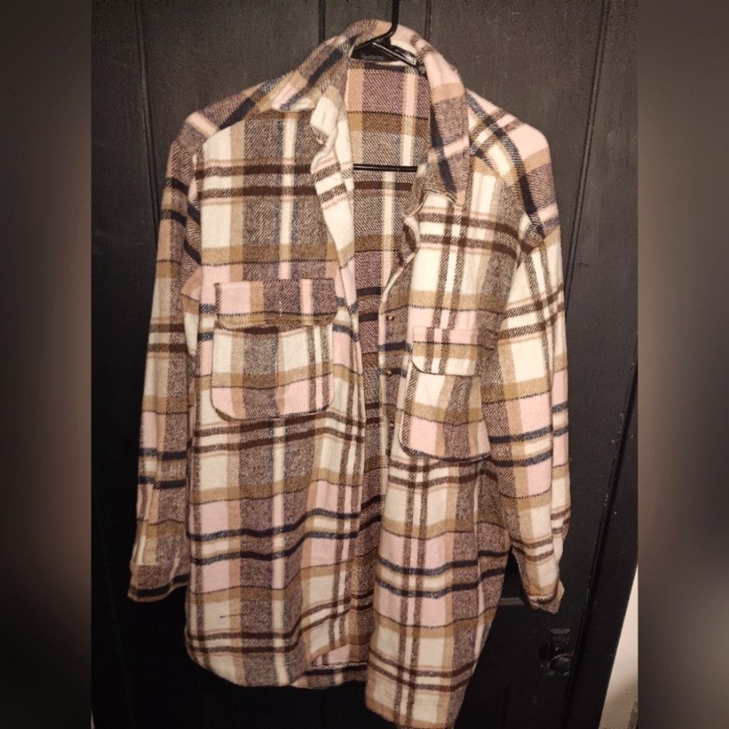 Missguided Missguided heavy Flannel Jacket, pink/white/black, S 2, NWOT Size XS / US 0-2 / IT 36-38 - 1 Thumbnail