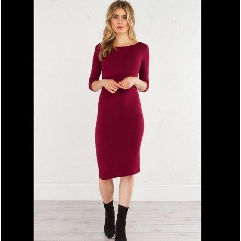 Vintage Charlotte Russe Burgundy Bodycon Midi Cutout Dress Size XS / US 0-2 / IT 36-38 - 6 Thumbnail