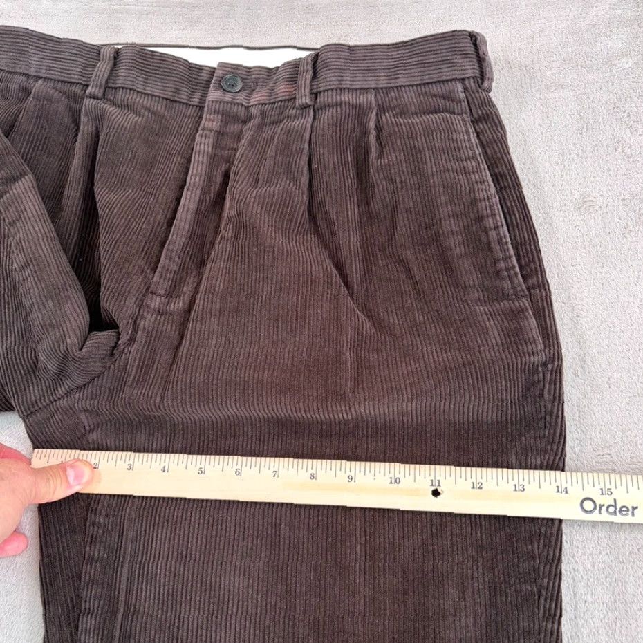 Brooks Brothers VINTAGE Brooks Brothers Pleated Dress Pants Corduroy 35x29 Brown Old Money Luxury Baggy Size US 35 - 7 Thumbnail