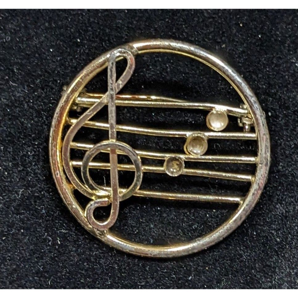 Other Vintage Treble Clef Music Notes Gold Tone Brooch Size ONE SIZE - 3 Thumbnail