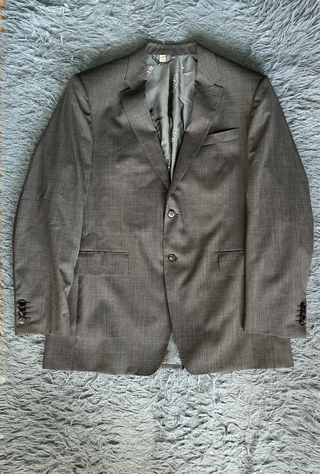 image of Burberry London Minimalist Wool Blazer in Grey, Men's (Size 54R)