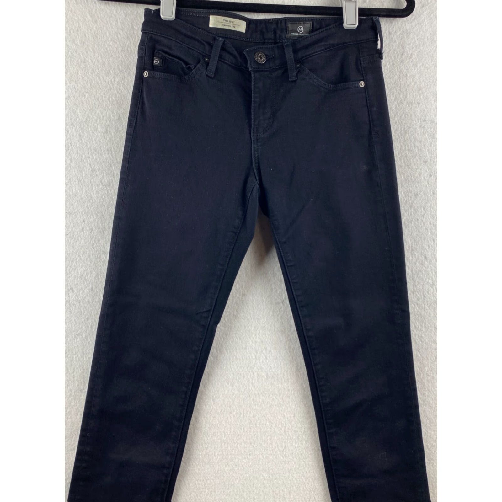 Vintage Adriano Goldschmied Jeans Womens 24 R Black Stretch Skinny Denmi Cigarette Leg USA Made Size 42" / US 20 - 2 Thumbnail