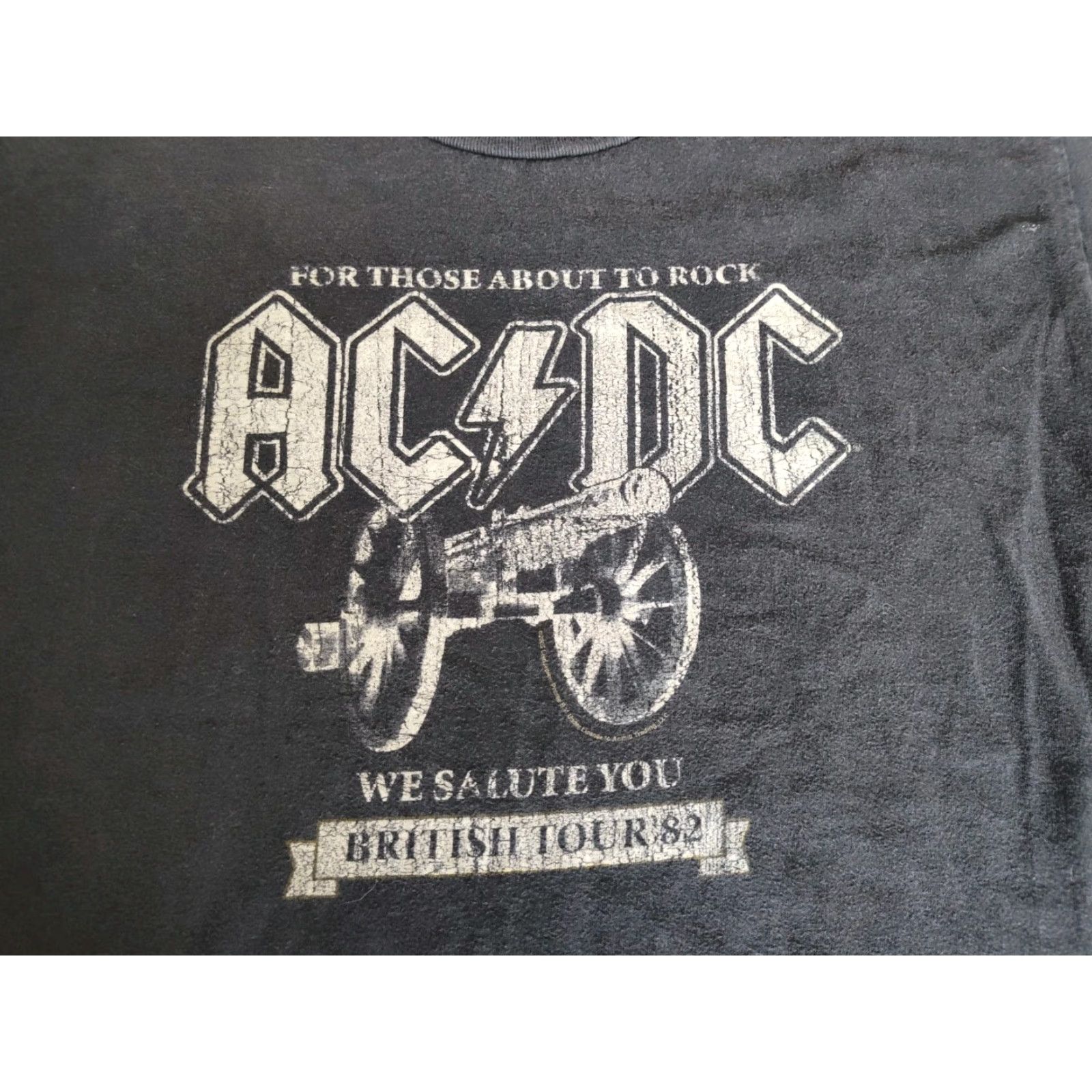 Vintage VINTAGE AC/DC For Those About To Rock Black T Shirt Rock Shirt Men M/L Cotton Weathered Graphic Print Crew Neck Short Sleeve UK Tour Weathered Faded Size US M / EU 48-50 / 2 - 3 Thumbnail