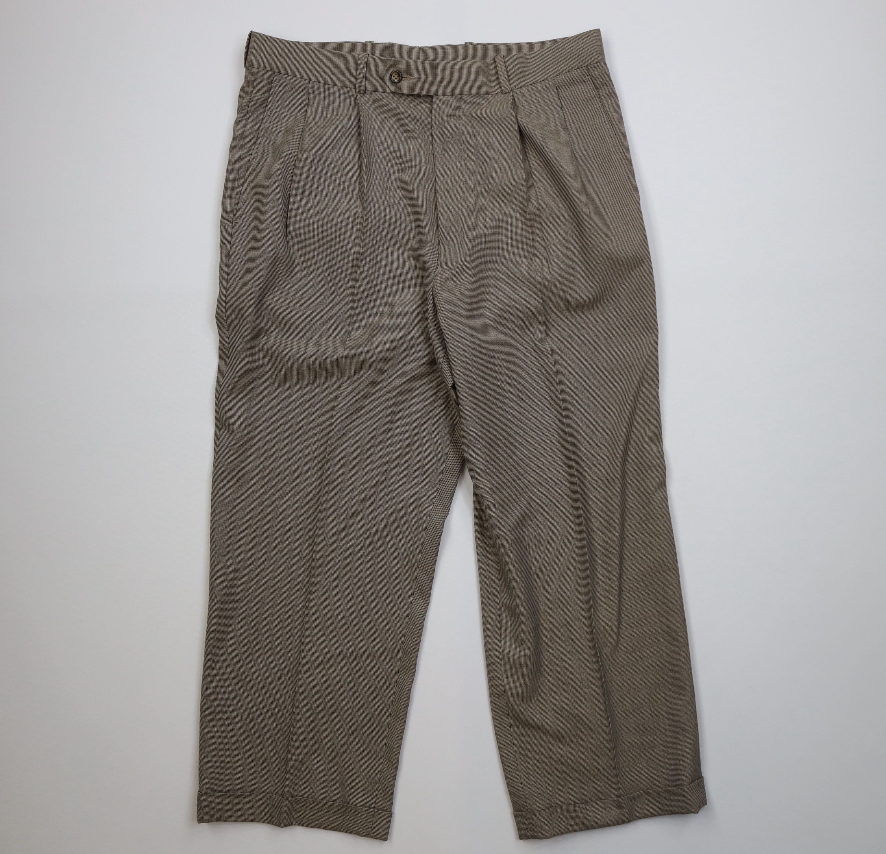 Vintage 90s Streetwear Cuffed Wide Leg Chino Pants Beige