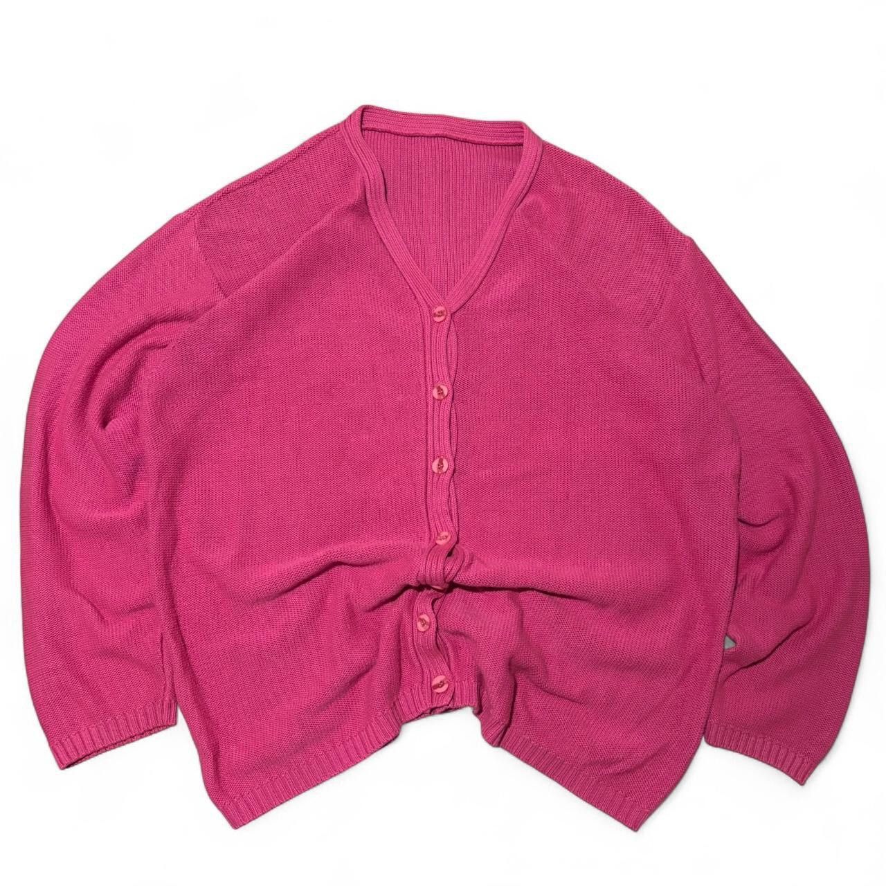 Vintage Vintage 90s Hot Pink Knit Cardigan Sweater Size US M / EU 48-50 / 2 - 1 Thumbnail