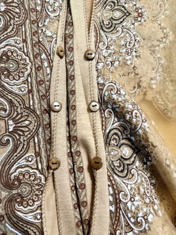 Other Boho Paisley Kimono Shawl Wrap Beige Brown Fringe Open Front Size ONE SIZE - 5 Thumbnail