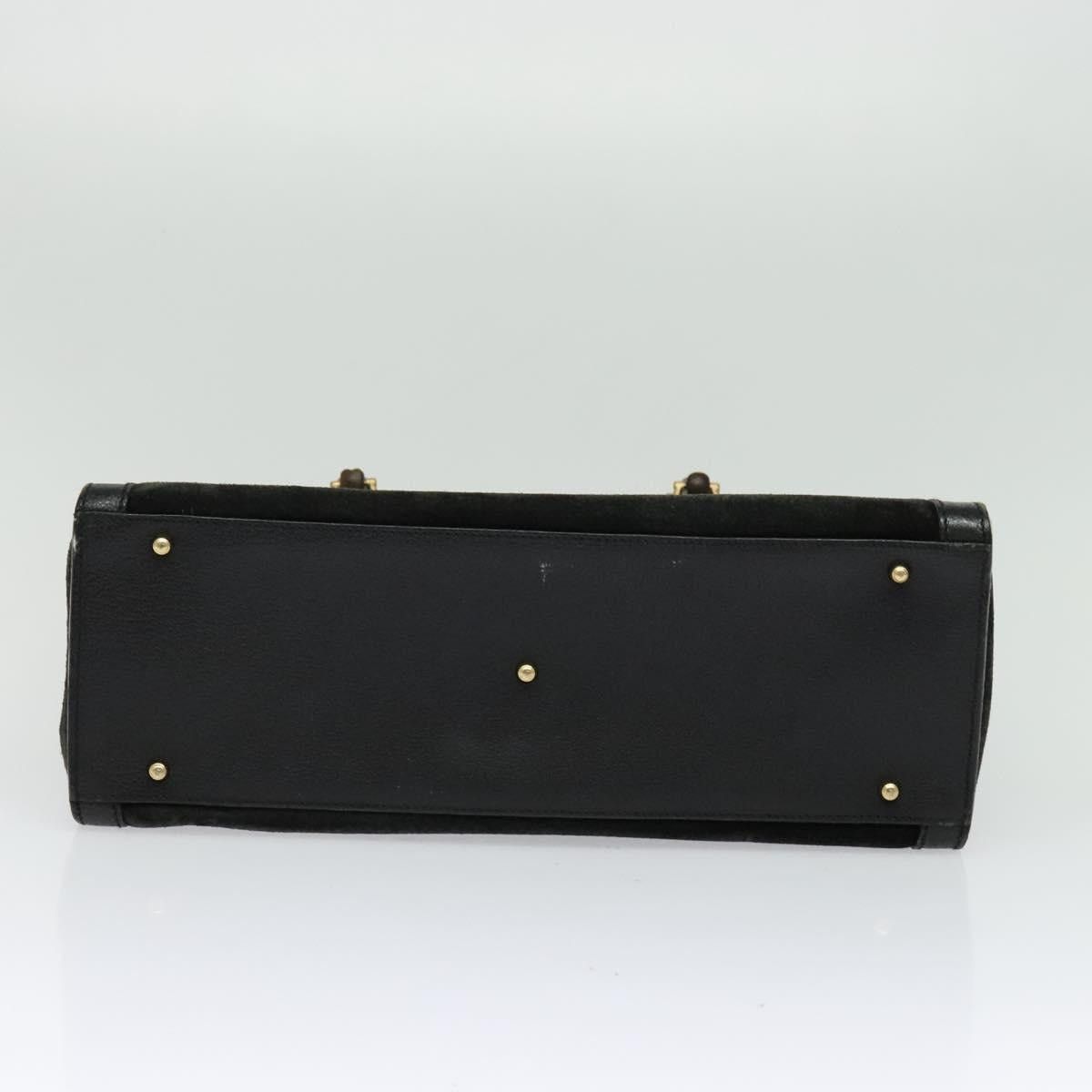 Gucci GUCCI Bamboo Tote Bag Suede Leather Black Gold 002 1186 002 Size ONE SIZE - 9 Thumbnail