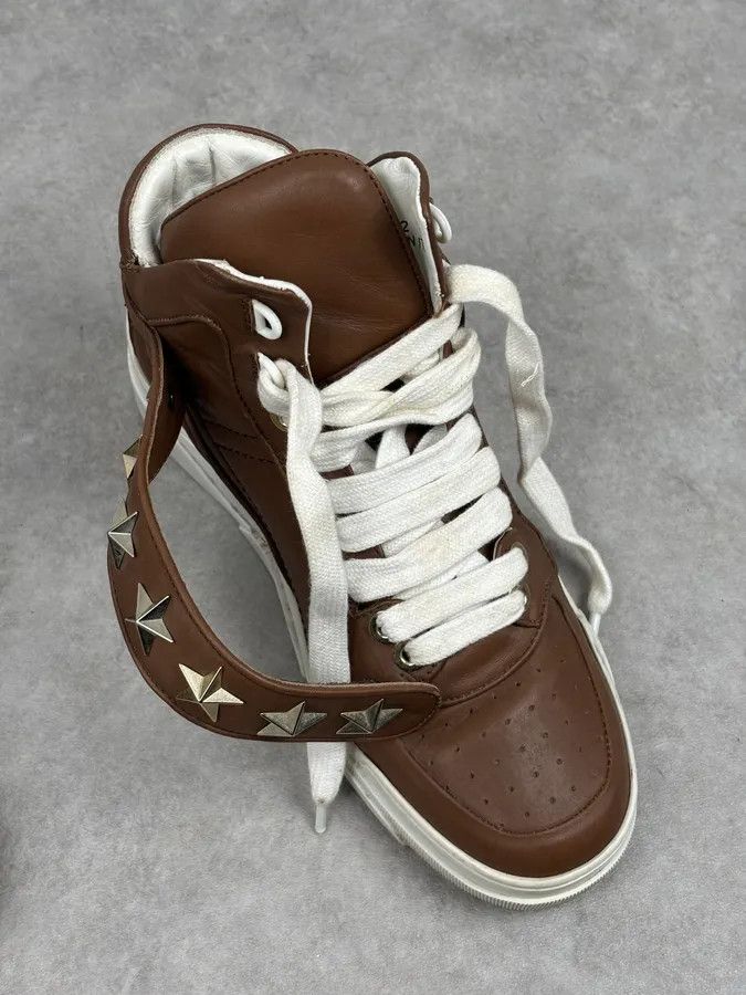Givenchy AW2015 Givenchy Tyson Brown Leather Star High Sneakers by Riccardo Tisci Size US 7.5 / EU 40-41 - 11 Thumbnail