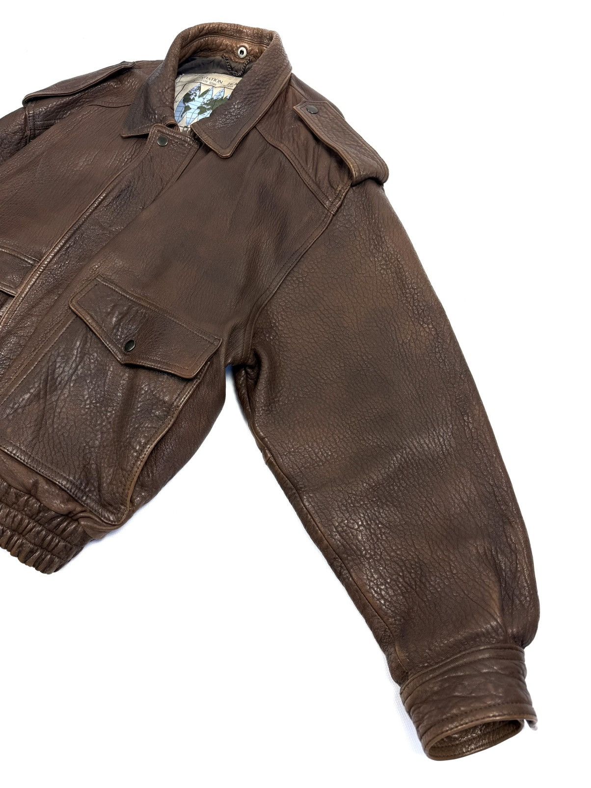 Japanese Brand St Michael Vintage Leather Aviation Bomber Jacket Japanese Size US L / EU 52-54 / 3 - 14 Thumbnail