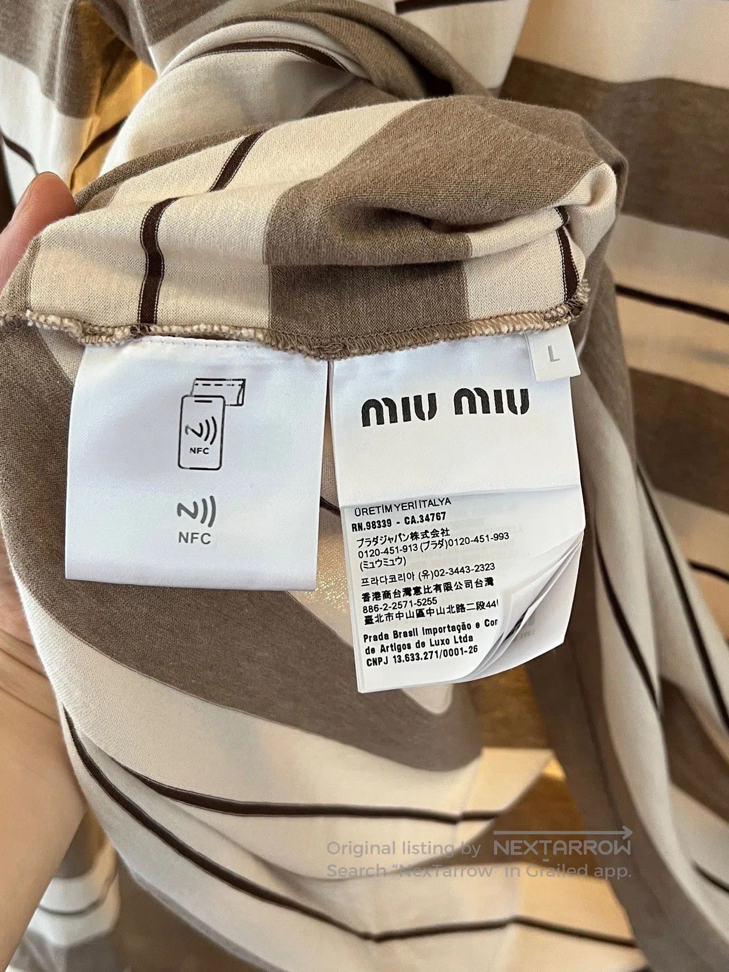 Miu Miu Miumiu Gray White Striped Long. Size L / US 10 / IT 46 - 4 Thumbnail