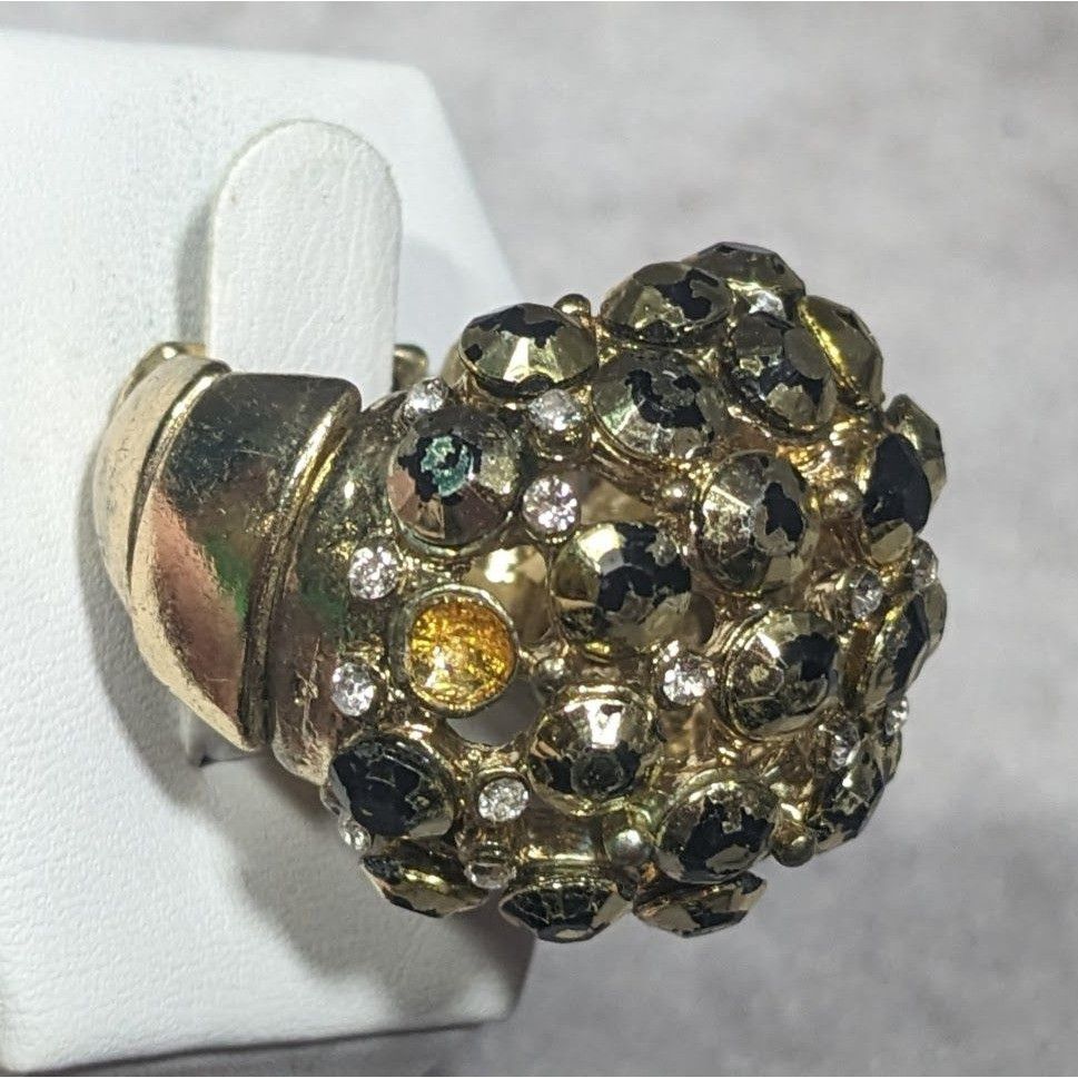 Other Chunky Rhinestone Gold Tone Dome Stretch Size 6 1/2 Size ONE SIZE - 8 Thumbnail