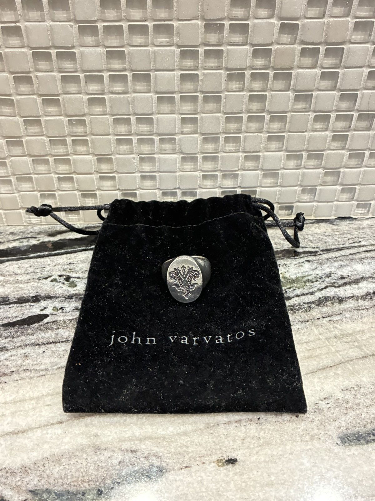 John Varvatos 25 Anniversary Sterling Silver Ring with diamonds Size ONE SIZE - 6 Thumbnail