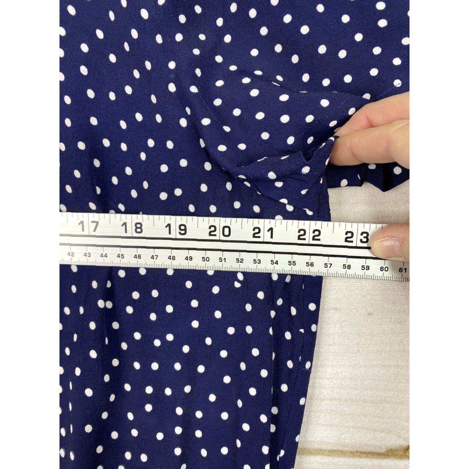 Talbots Talbots Jumpsuit Womens 18 Blue White Polka Dot Rayon V Neck Lightweight Pockets Size 40" / US 18 - 4 Thumbnail