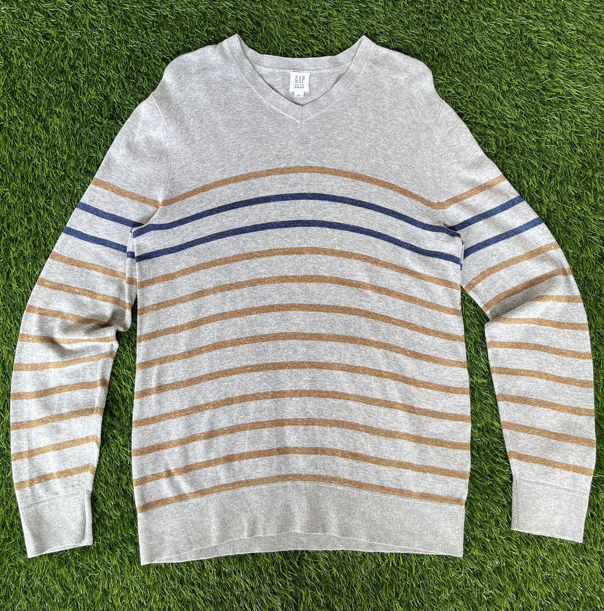 Gap 🔥GAP🔥Striped Sweatshirt V Neck Long Sleeve Tee Size US M / EU 48-50 / 2 - 1 Thumbnail