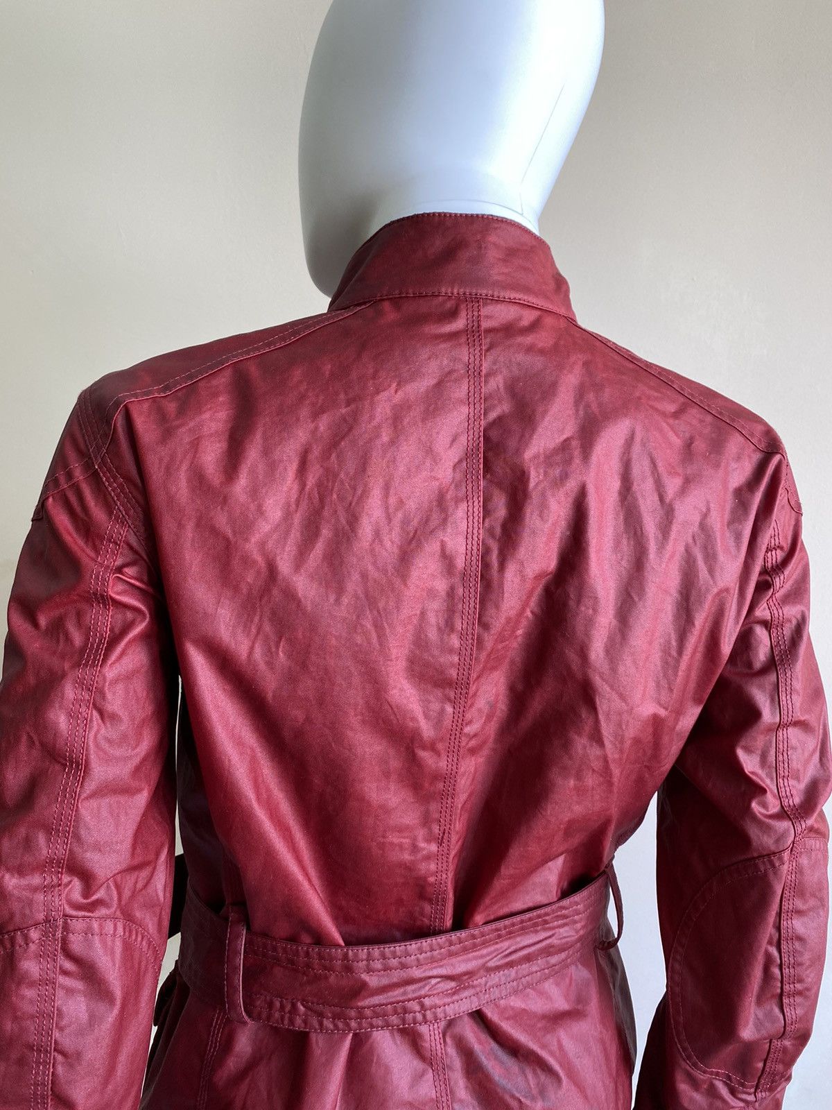 Belstaff Belstaff Womens Red Waxed Roadmaster Belted Jacket Size 40 Size S / US 4 / IT 40 - 14 Thumbnail