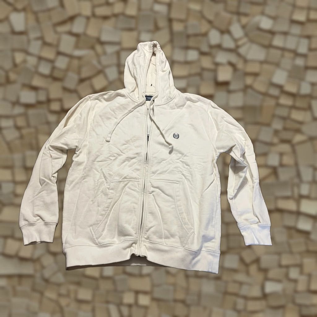 Chaps Chaps Hoodie Womens Large Ivory Full Zip Logo Drawstring Embroidered Size L / US 10 / IT 46 - 1 Thumbnail