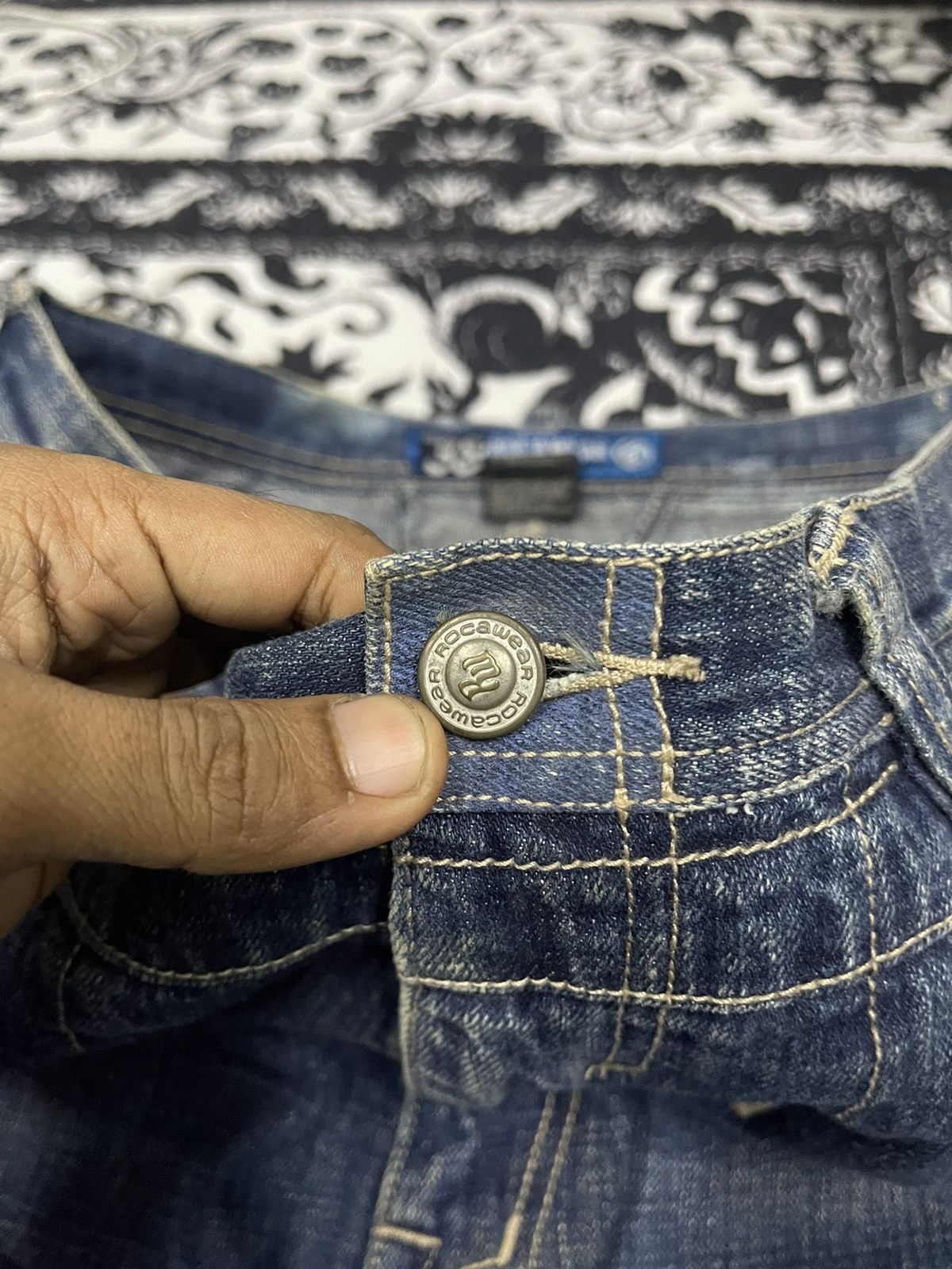Rocawear 2000s ROCAWEAR BAGGY JEANS ACID SPLASH DESIGN Size US 36 / EU 52 - 11 Thumbnail