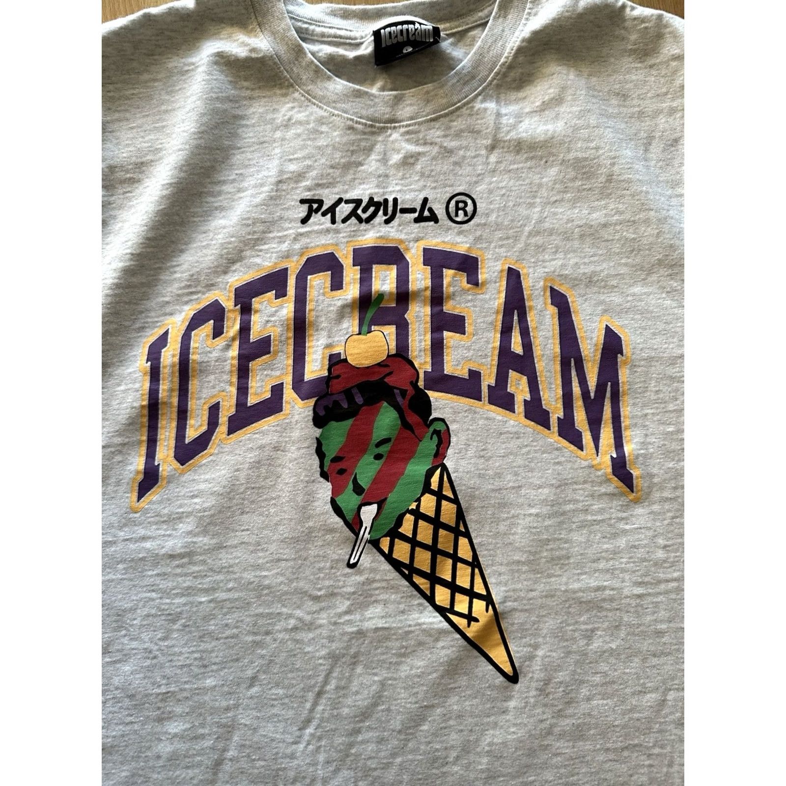 Vintage Icecream T-Shirt Mens Large Gray Purple School Logo Crew Neck Short Sleeve Cotton BBC Graphic Vintage No Size US M / EU 48-50 / 2 - 2 Thumbnail