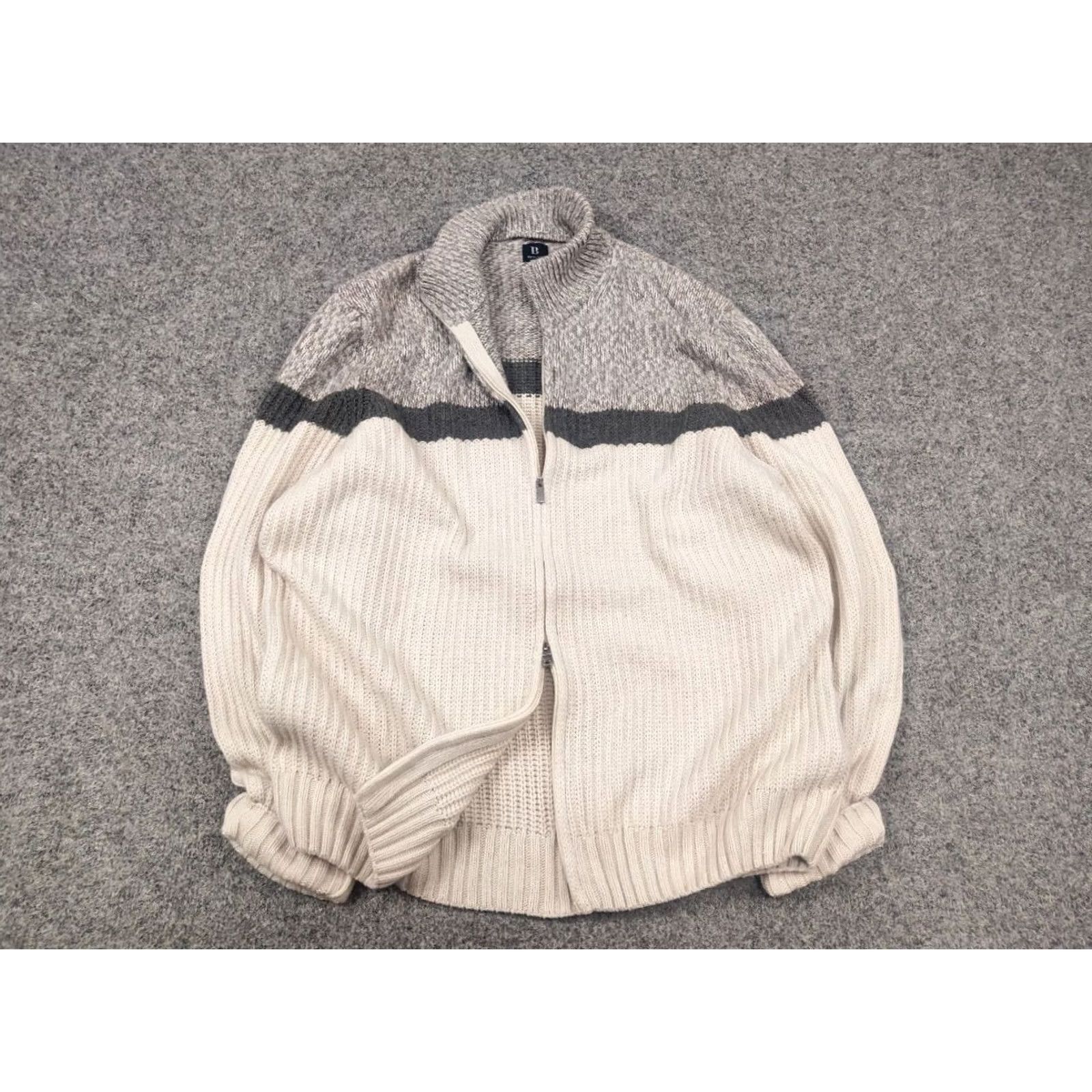 Vintage Boggi Milano Italy cashmere blend Full Zip Knit Beige Jumper Size US L / EU 52-54 / 3 - 4 Thumbnail