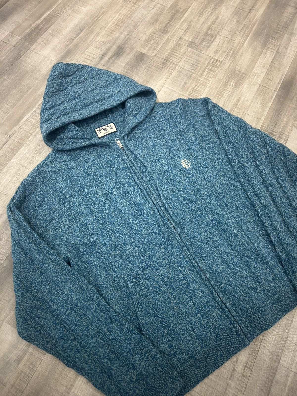 Eric Emanuel Eric Emanuel EE Cable Knit Zip-Up Hoodie Size US L / EU 52-54 / 3 - 2 Thumbnail