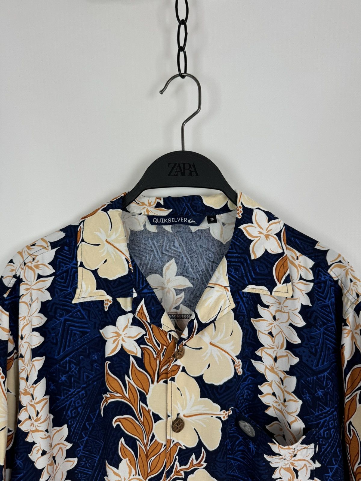 Quiksilver × Vintage 1990’s Vintage Floral Hawaiian Buttons S/S Viscose Shirt Size US S / EU 44-46 / 1 - 2 Thumbnail