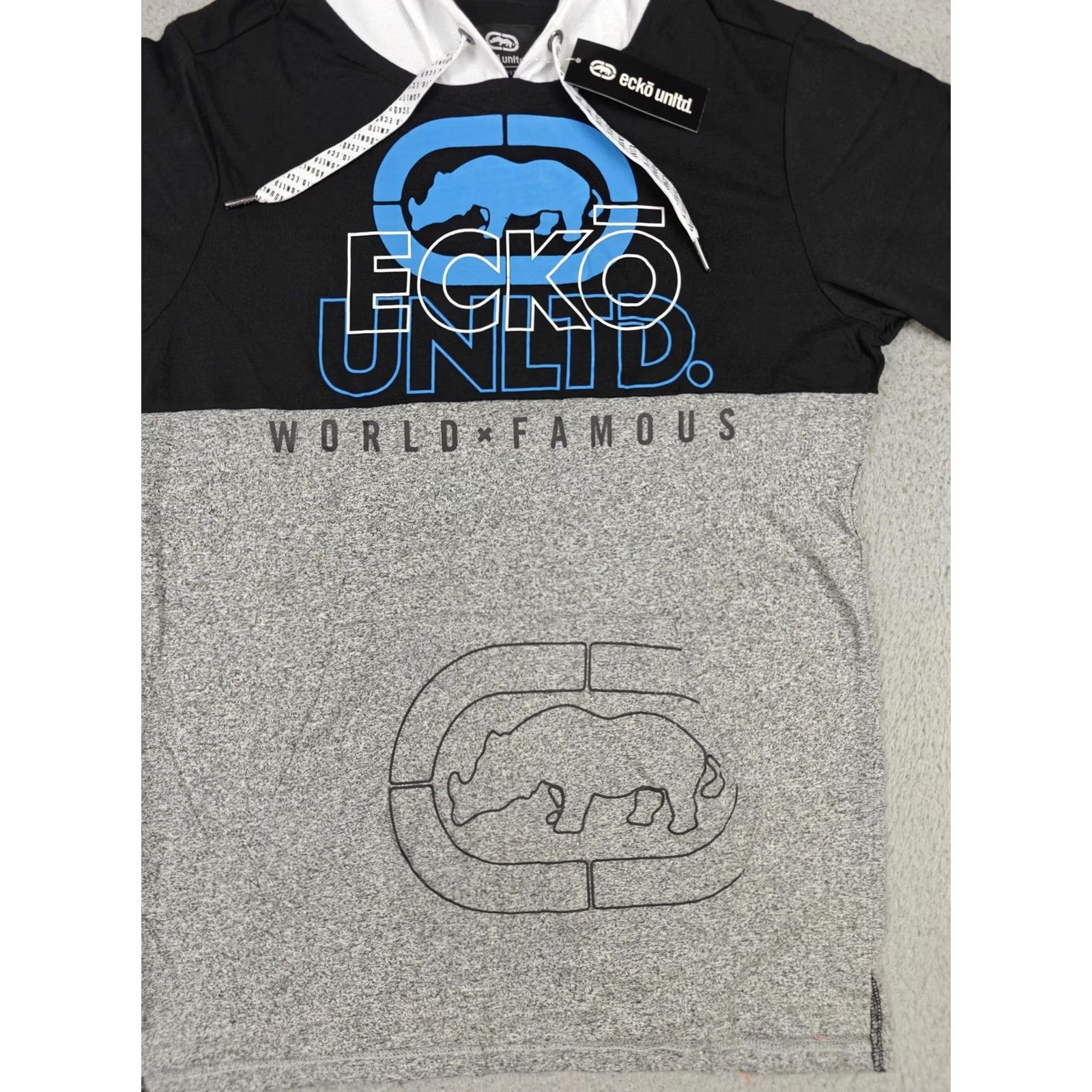 Ecko Unltd. Ecko Unltd Shirt Mens Small Black Gray Hooded World Famous Rhino Logo Graphic Size US S / EU 44-46 / 1 - 2 Thumbnail