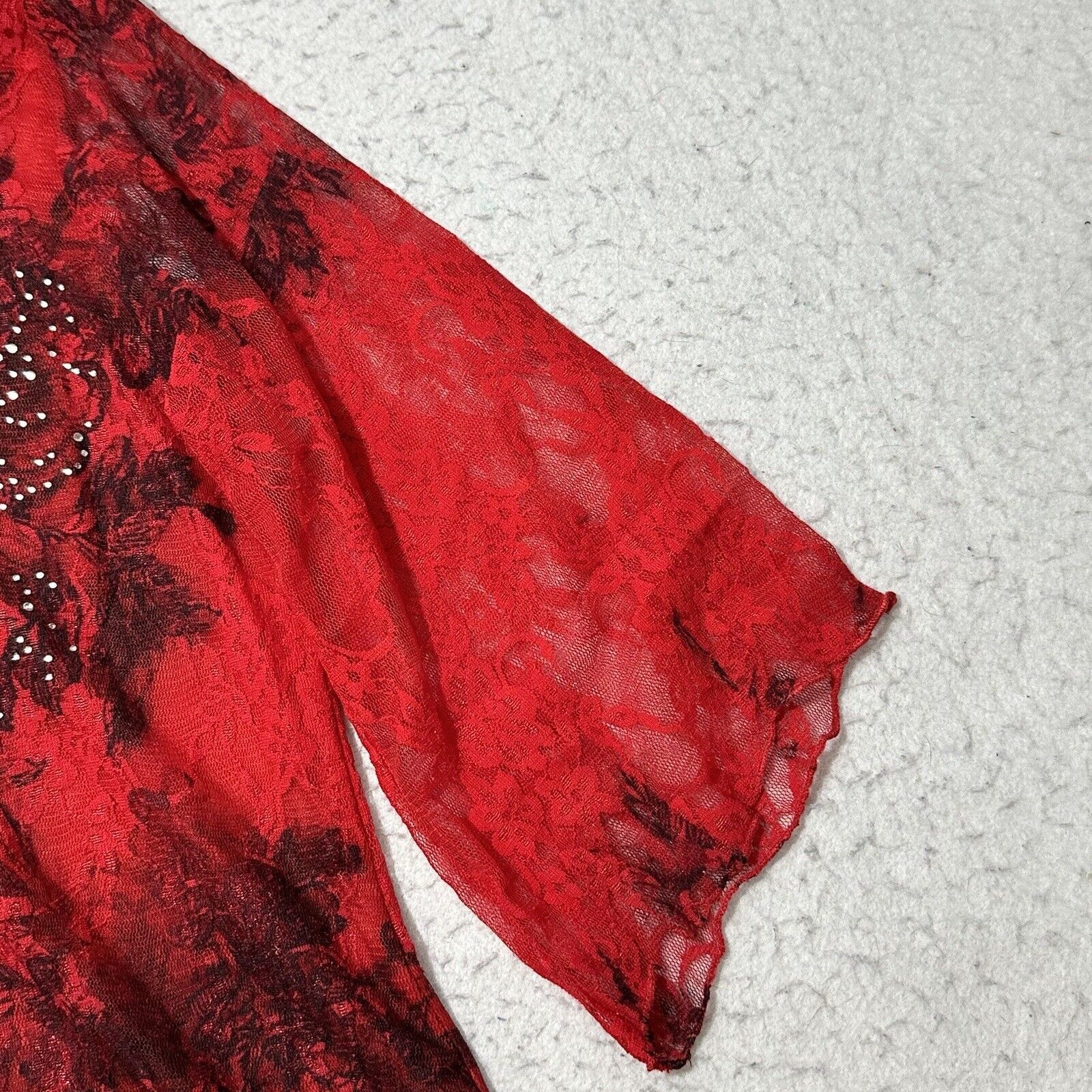 Vintage Vintage Brittany Black Small Red Black Embellished Blouse Size S / US 4 / IT 40 - 4 Thumbnail