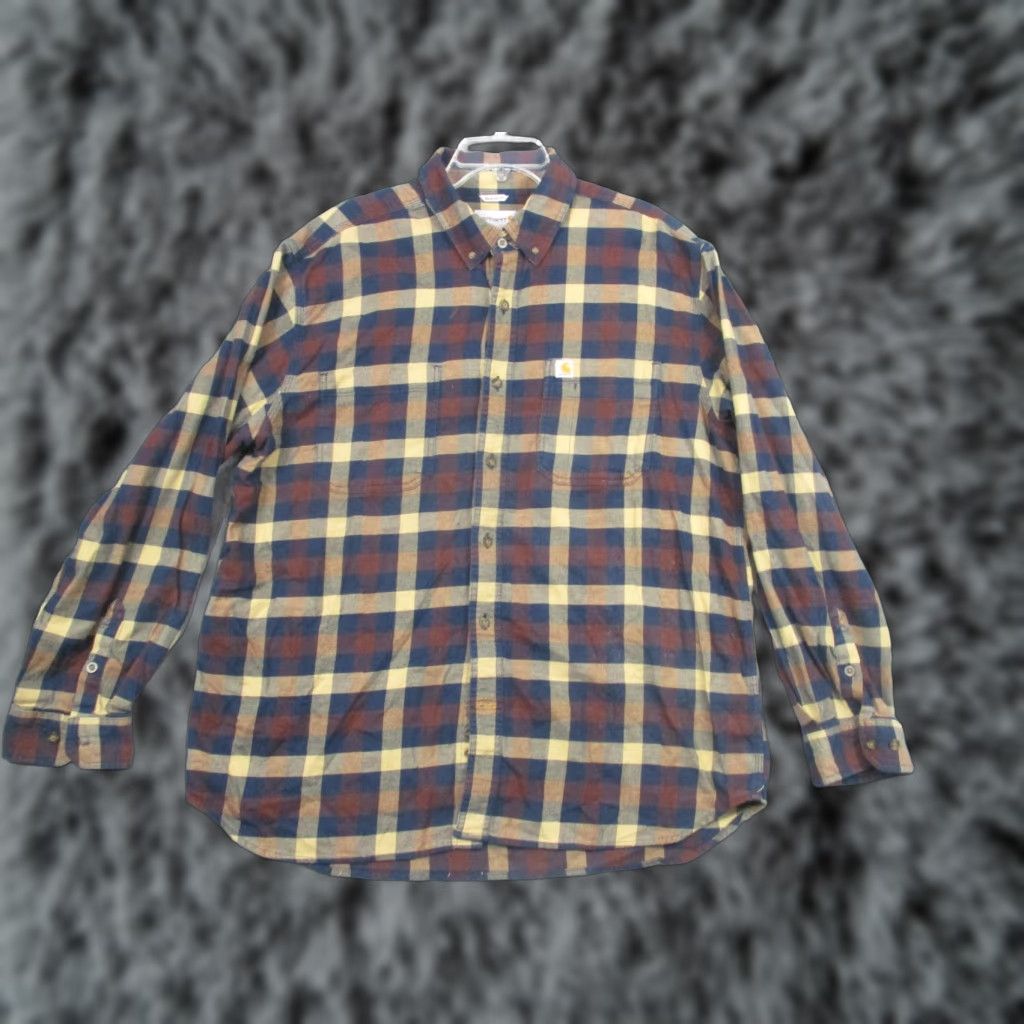 Carhartt Carhartt Shirt Mens XL Blue Plaid Flannel Button-Up Relaxed Fit 103820 Long Sleeve Pocketed Size US XL / EU 56 / 4 - 1 Thumbnail