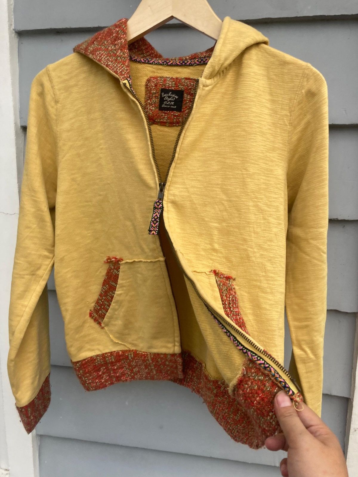 If Six Was Nine Exclusive Styled Japanese Brand Yellow Half Knit Hoodie Size US M / EU 48-50 / 2 - 9 Thumbnail