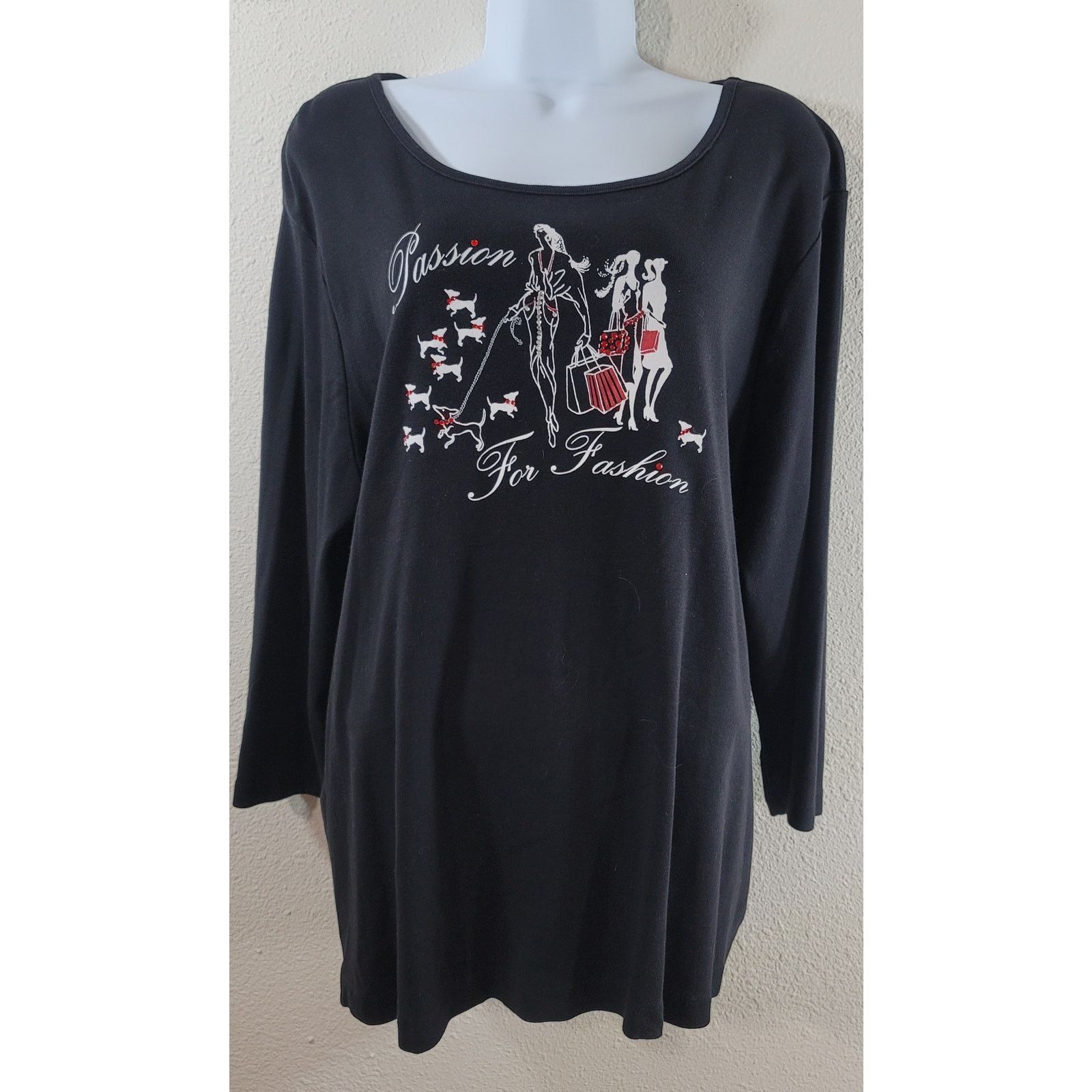Nicole Miller Nicole Miller Black White Red Passion For Fashion Top 2X Size XXL / US 16-18 / IT 52-54 - 1 Thumbnail