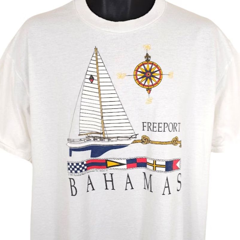 Jerzees VINTAGE Freeport Bahamas T Shirt Mens XL White 90s Sailing Made In USA Jerzees Shirt Size US XL / EU 56 / 4 - 2 Thumbnail