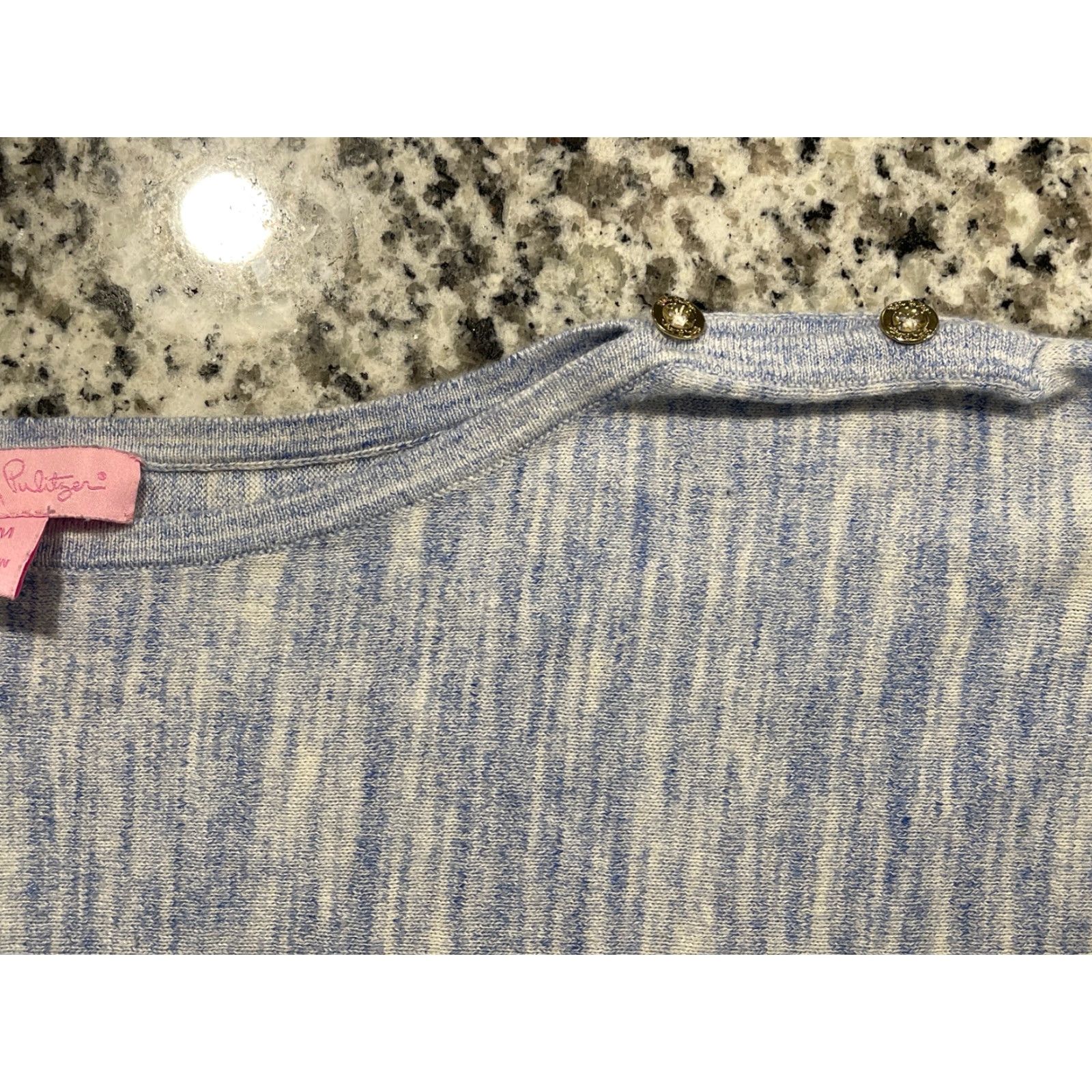 Lilly Pulitzer Lilly Pulitzer Jupiter Sweater Dress Medium Womens Blue Kangaroo Pocket Preppy Casual Knit Dress Knee Length Crew Neck Pullover Seasonal Size M / US 6-8 / IT 42-44 - 6 Thumbnail