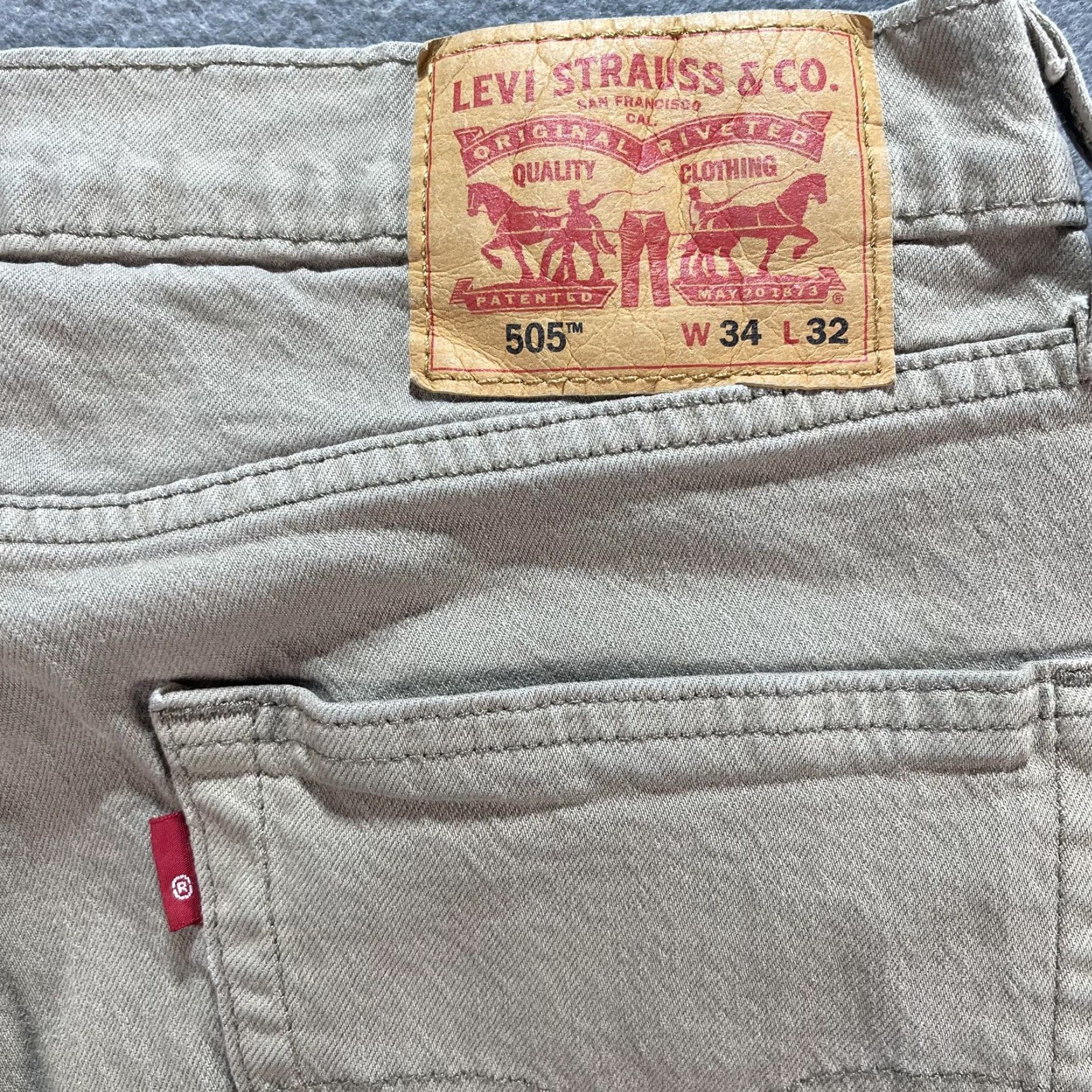 Levi's Levi's 505 Jeans Mens 34x32 Beige Straight Fit Denim Pants Zip Fly Pockets Size US 34 / EU 50 - 5 Thumbnail
