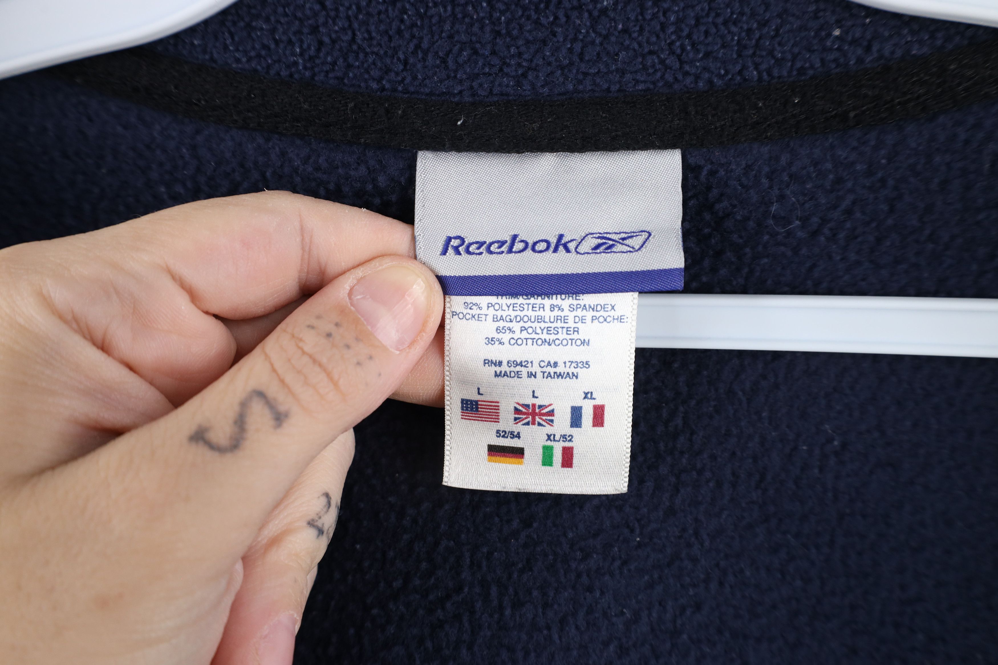 Reebok × Vintage Vintage 90s Reebok Classic Logo Full Zip Fleece Jacket Blue Size US L / EU 52-54 / 3 - 8 Thumbnail