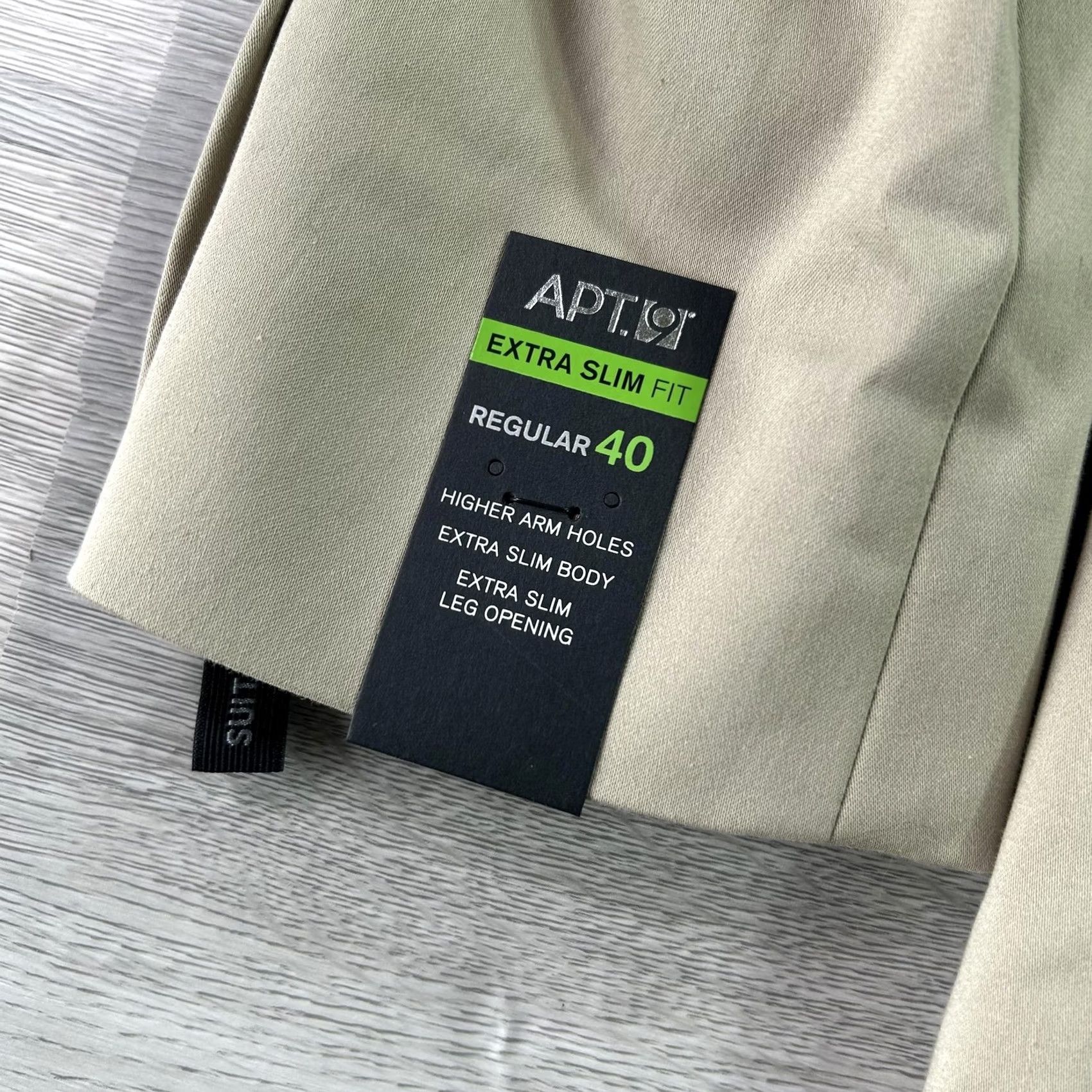 Apt. 9 Apt 9 Suit Jacket Mens 40 Beige Cotton Polyester Spandex Extra-Slim Fit Regular Notch Lapel Four-Button 2 Piece Formal Business Wedding Capable Spring Size 40R - 4 Thumbnail