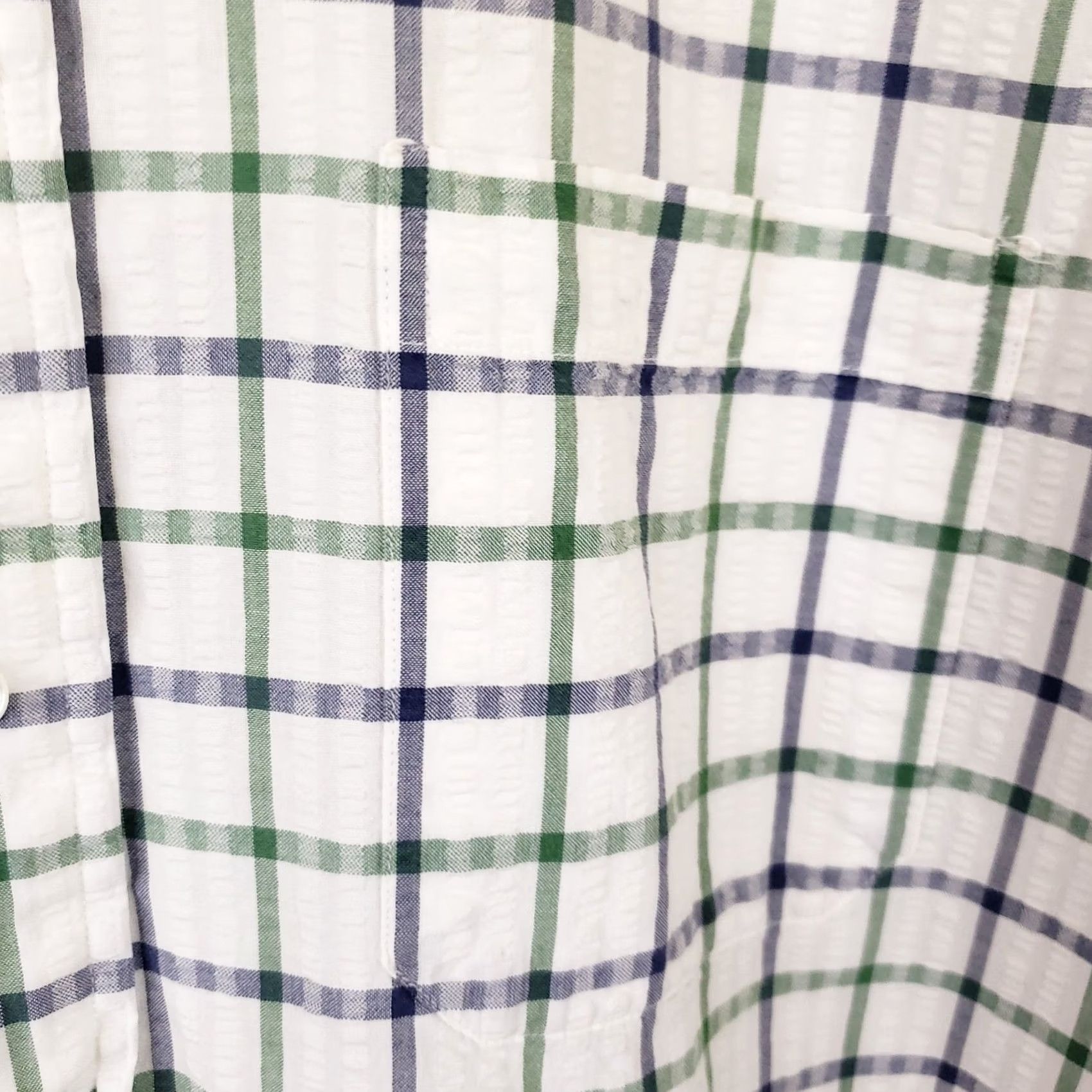 Vintage L.L. Bean Seersucker Shirt Mens M GreenBlue Plaid Cotton Button Up Preppy Camp Dad Shirt Size US M / EU 48-50 / 2 - 5 Thumbnail
