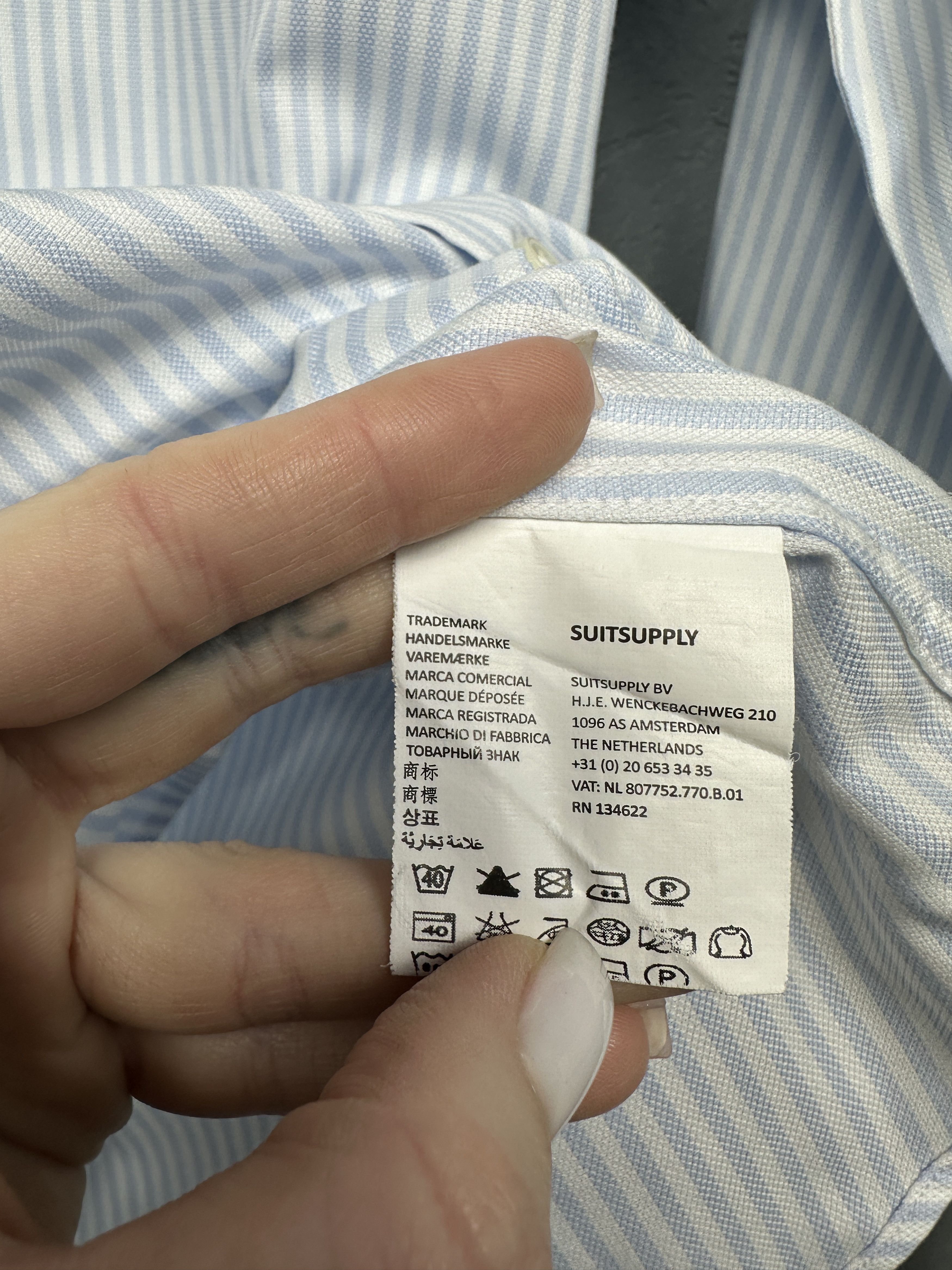 Suitsupply Suitsupply Mens Long Sleeve Striped Shirt Slim Fit Size US M / EU 48-50 / 2 - 5 Thumbnail