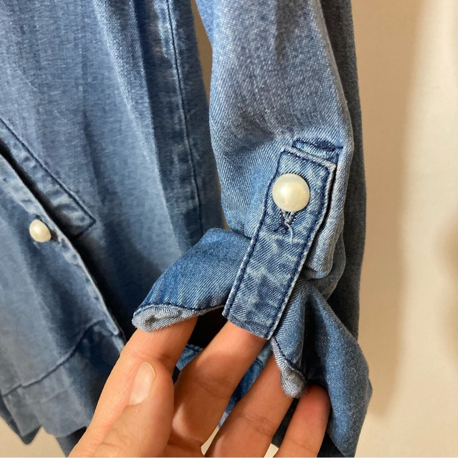 Other T&W Designs Tencel Denim Cross Over Handkerchief Blouse Top Size S / US 4 / IT 40 - 6 Thumbnail