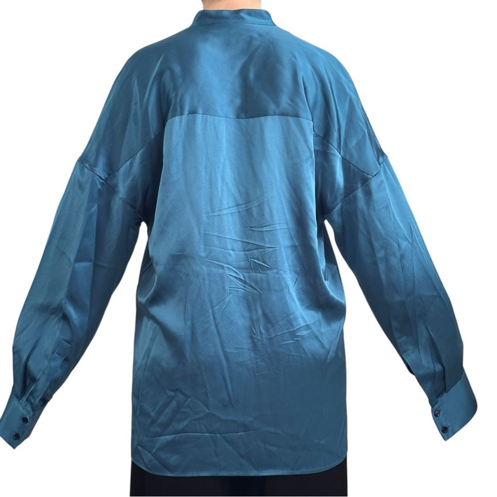 Haider Ackermann Peacock Teal Silk Charmeuse Oversized Shirt FR 34 Authentic Size XS / US 0-2 / IT 36-38 - 6 Thumbnail