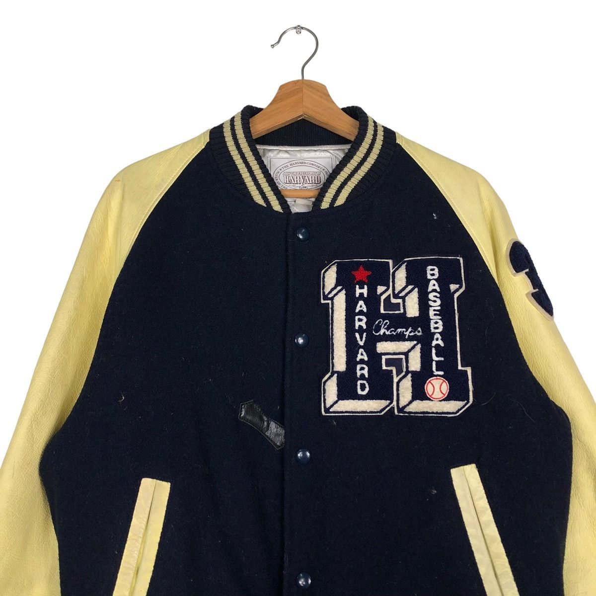 Vintage 🔥VINTAGE VARSITY JACKET LEATHER JUMPER HAVARD BASEBALL Size US L / EU 52-54 / 3 - 4 Thumbnail