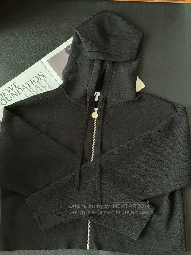Loewe Black knit wool coat