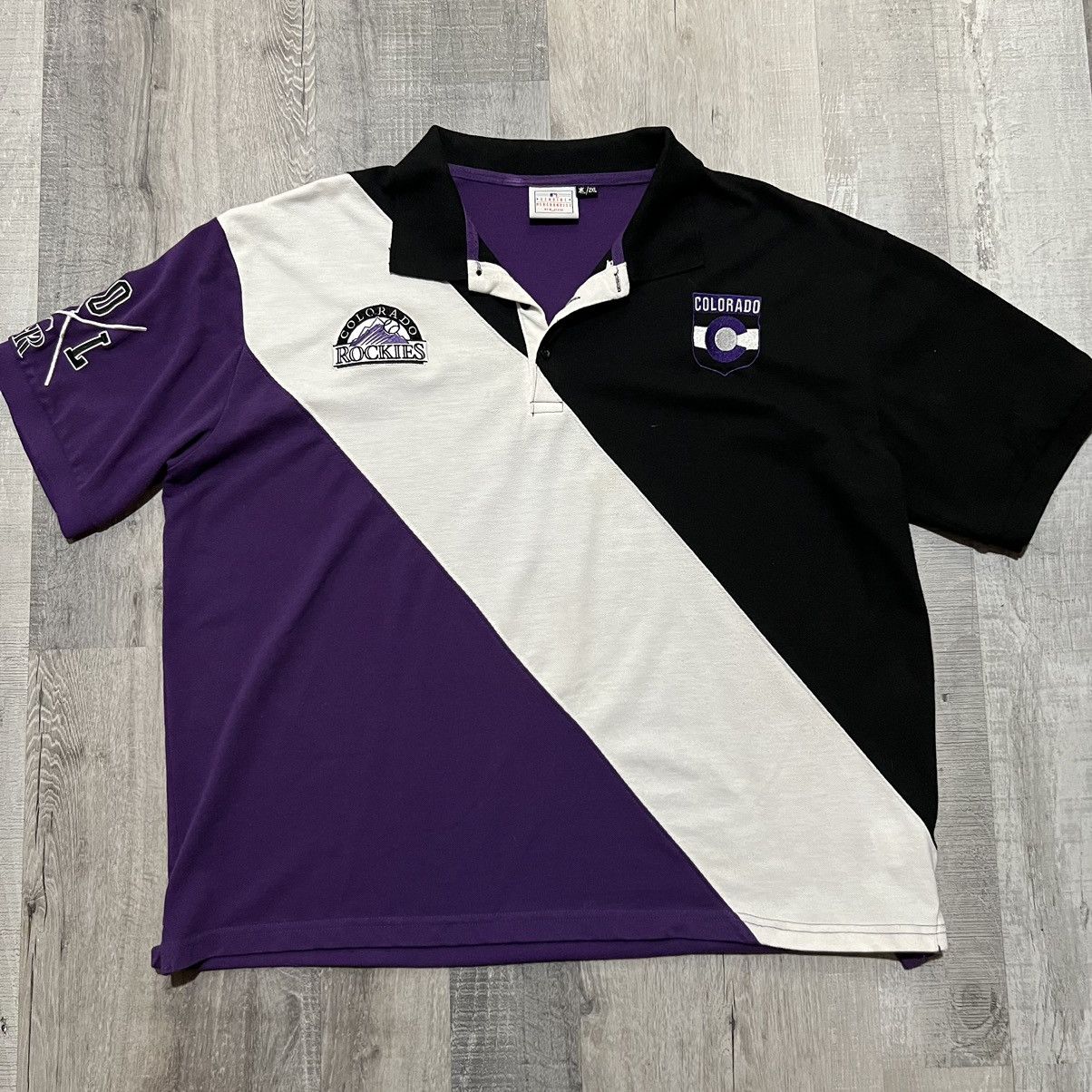 MLB Klew Black MLB Colorado Rockies Denver Baseball Polo Shirt Size US XXL / EU 58 / 5 - 1 Thumbnail
