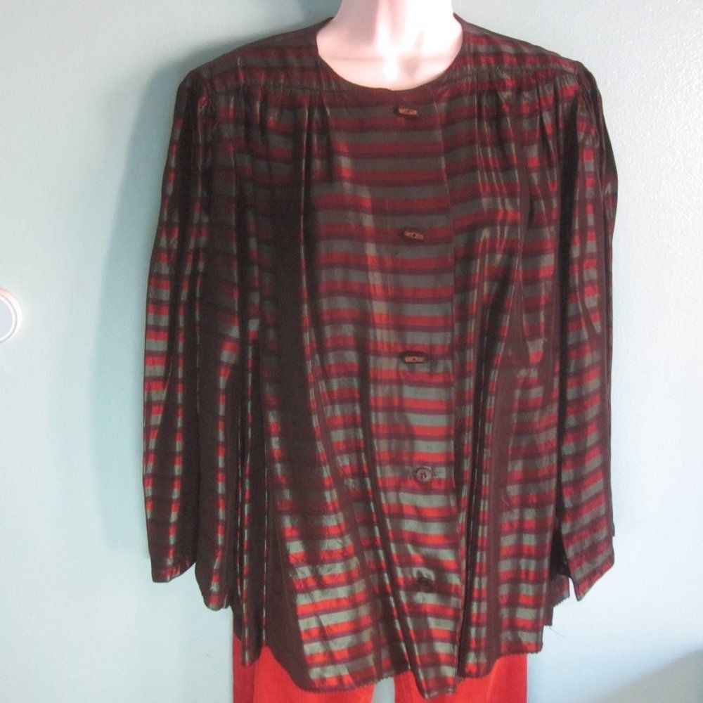 Vintage Vintage Silk Striped Shirt / Jacket - Fits Size L Size L / US 10 / IT 46 - 6 Thumbnail