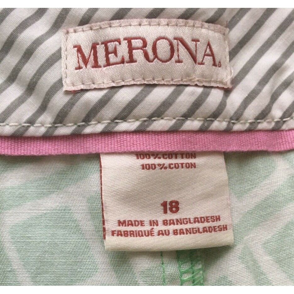 Merona Merona Ladies Shorts Cotton NWT Mint Green & White Size 18 w Size 40" / US 18 - 3 Thumbnail