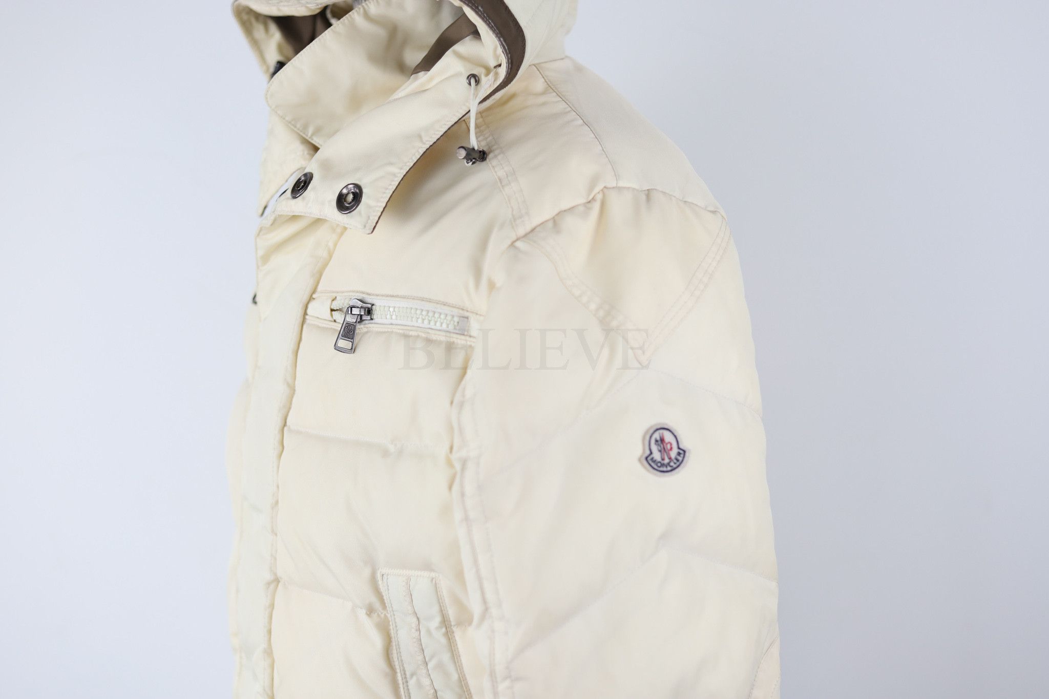Moncler MONCLER JACKET MILKY WHITE DOWN PUFFER WITH LOGO 326 Size US L / EU 52-54 / 3 - 3 Thumbnail