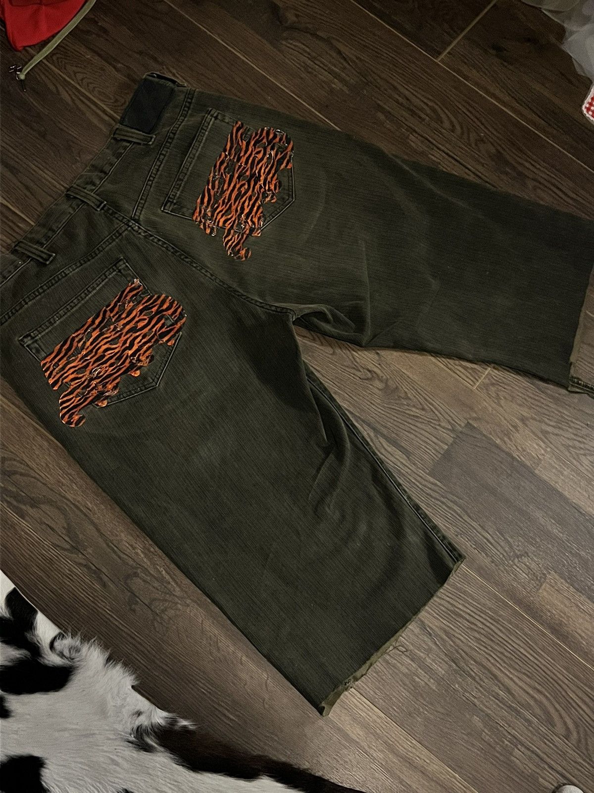 Other Two Seven University 555 Tiger Stripe Black Jean Shorts 🐅🐯 Size US 36 / EU 52 - 1 Thumbnail