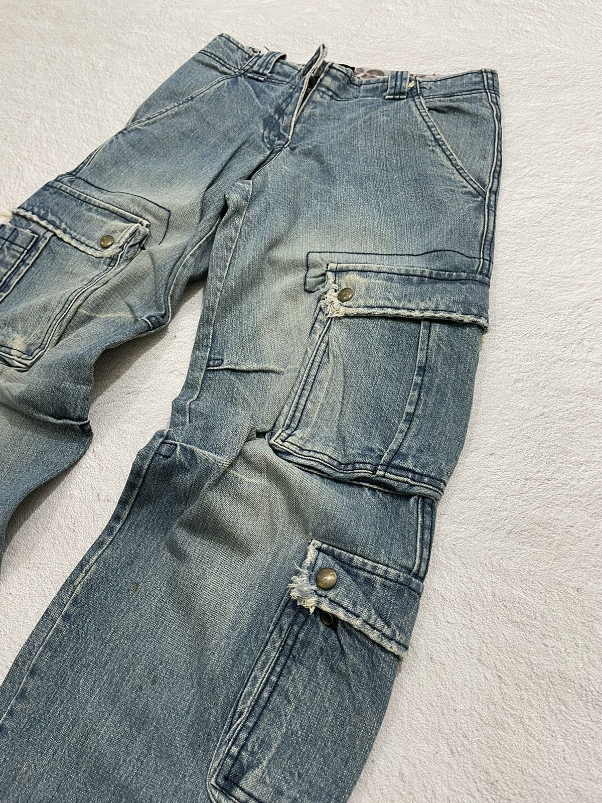 Kapital 2000s Cargo Multi Pocket Faded Baggy Jeans y2k Style Size US 28 / EU 44 - 3 Thumbnail
