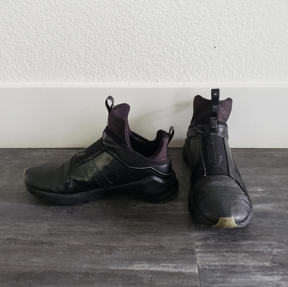 Puma Black Rihanna Puma Fenty Leather Sneaks Size US 7 / IT 37 - 1 Thumbnail
