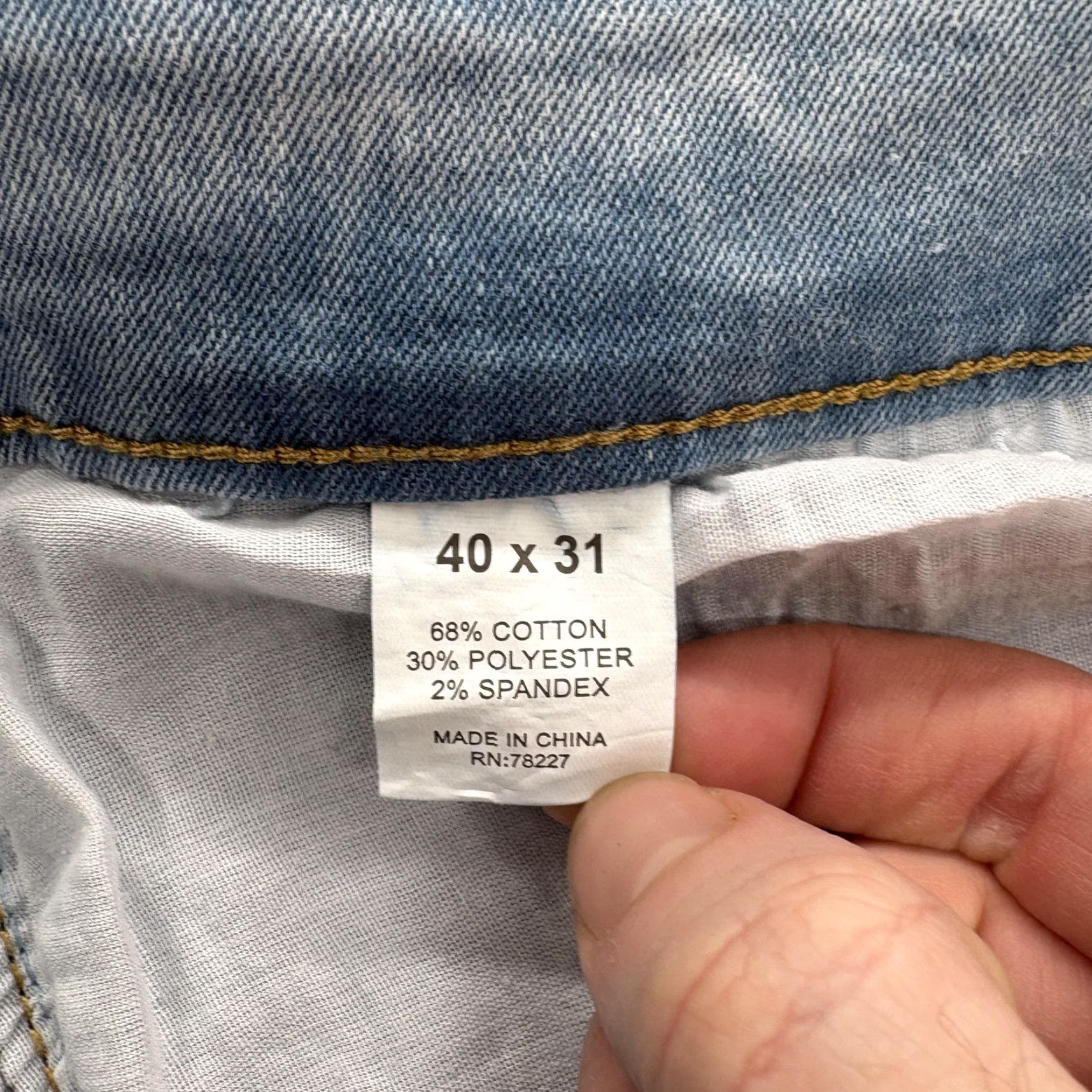 Denime Blu Rock Jeans Mens 40x31 Denim Slim Straight Stretch Blue Light Wash Pant Jeans Size US 40 / EU 56 - 6 Thumbnail