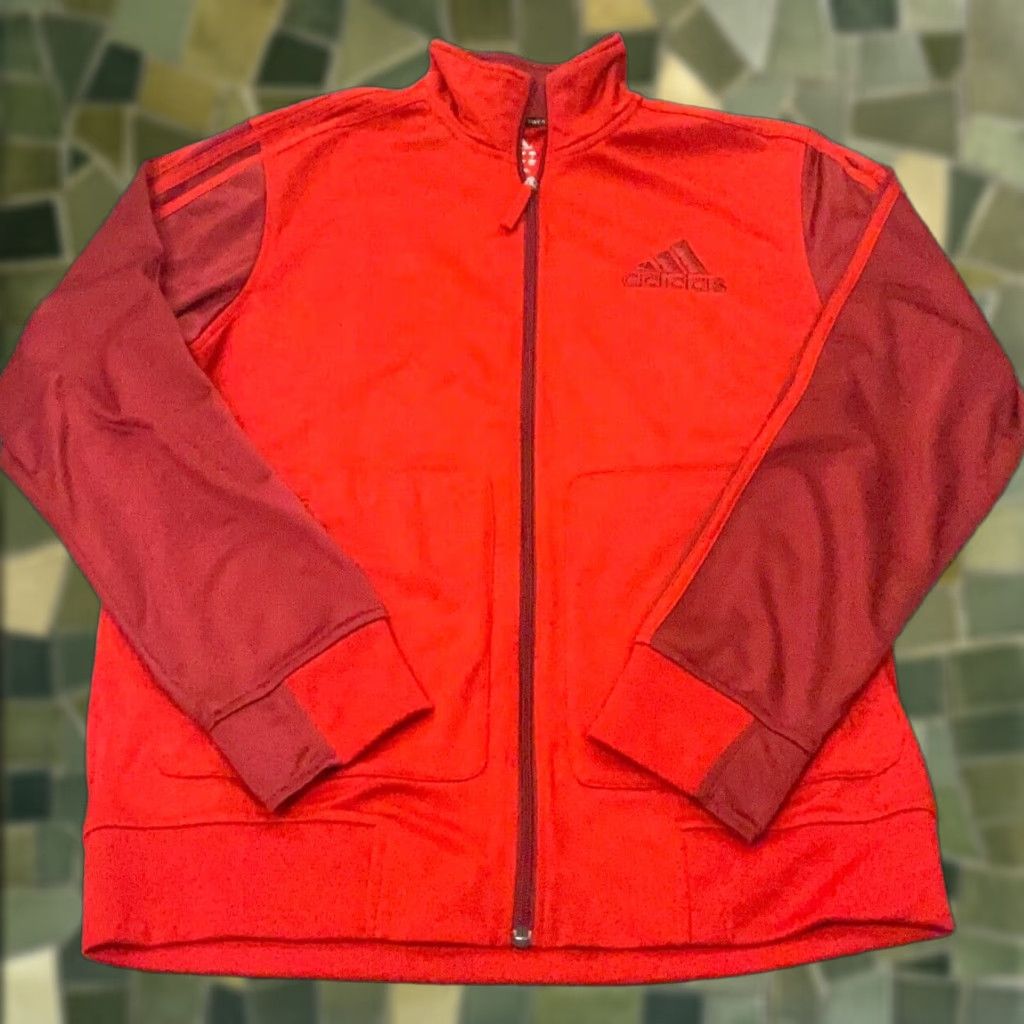 Adidas Adidas Track Jacket Climalite Mens Medium Red Full Zip Size US M / EU 48-50 / 2 - 1 Thumbnail